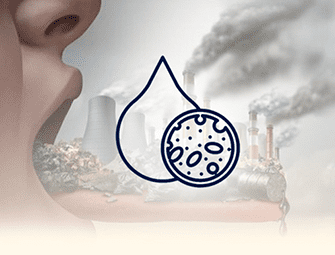 A stylized image of an oil drop and some smoke.
