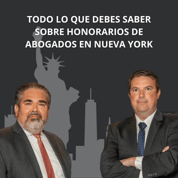 Two lawyers in front of a New York skyline.